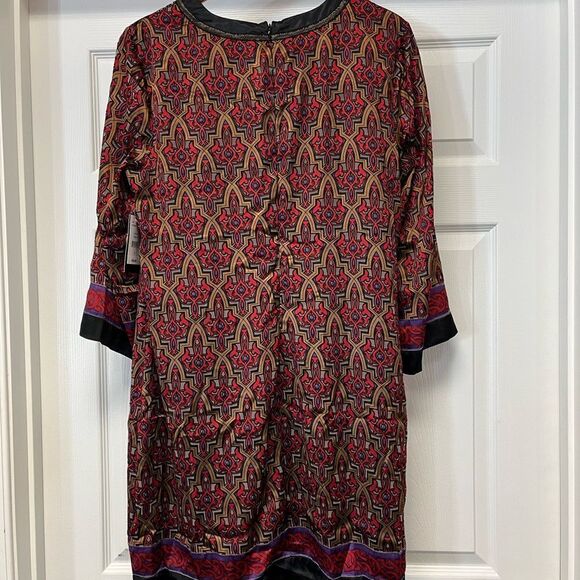 Nicole by Nicole Miller Black & Gold Print Rayon Sheath Dress sz 14 NWT - Picture 4 of 6